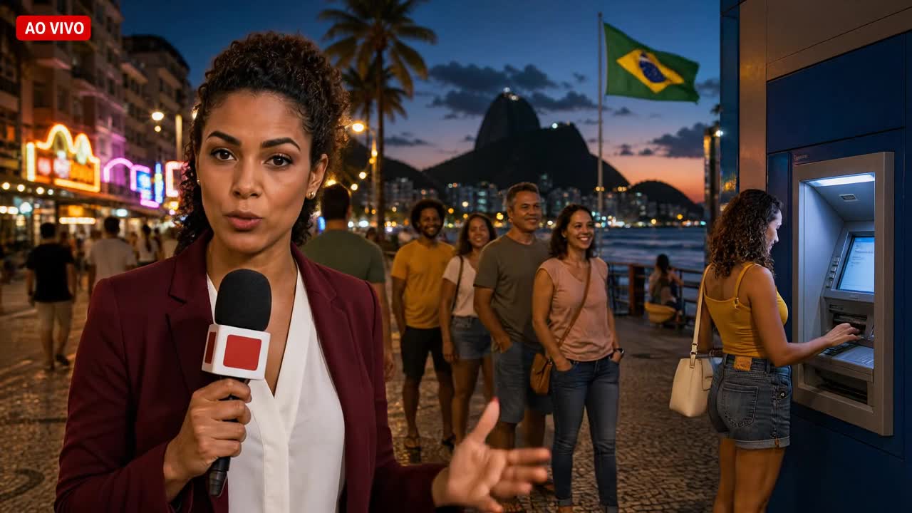 Orla do Rio iluminada ao anoitecer
